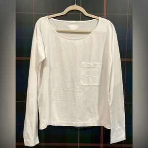 NWOT Prada plain scoop neck long sleeve pocket cotton tee, sz M